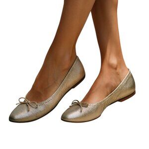 Seychelles Ballet Breathless Flats Womens 9 Gold Balletcore Comfort Casual Shoes